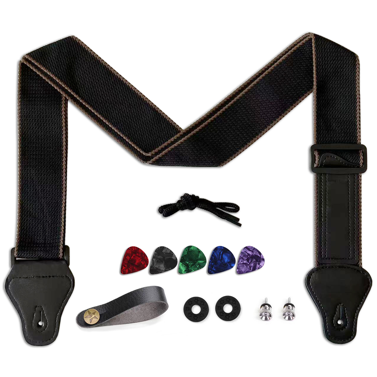 Musical Instrument Note - 11 個のギターストラップ アコースティック/エレクトリック/ベースギターおよびウクレレ用 コットン PU レザー