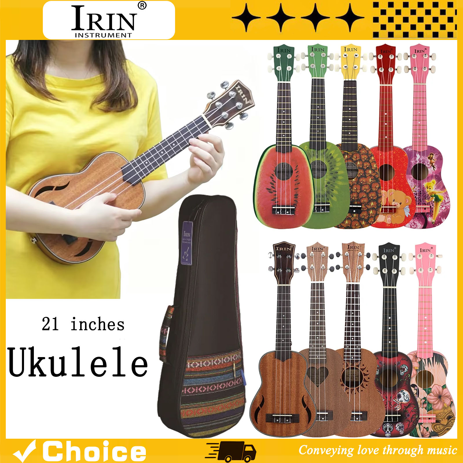 Musical Instrument Note - 21 インチ ウクレレ ハワイアン ギター ソプラノ