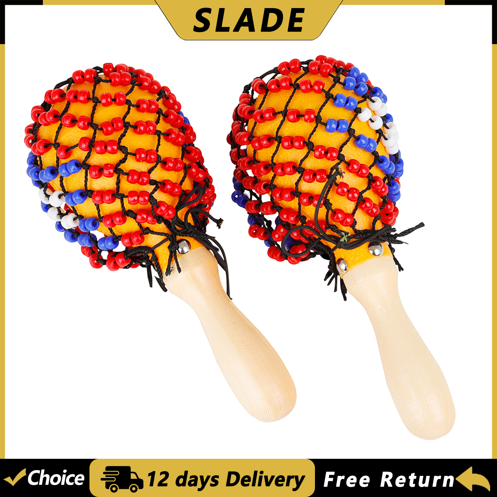 Musical Instrument Net - SLADE 2 個ハンドヘルドサンドハンマー Orff 楽器子供音楽啓蒙ツールパーティーおもちゃタンバリンビーズネットドラム