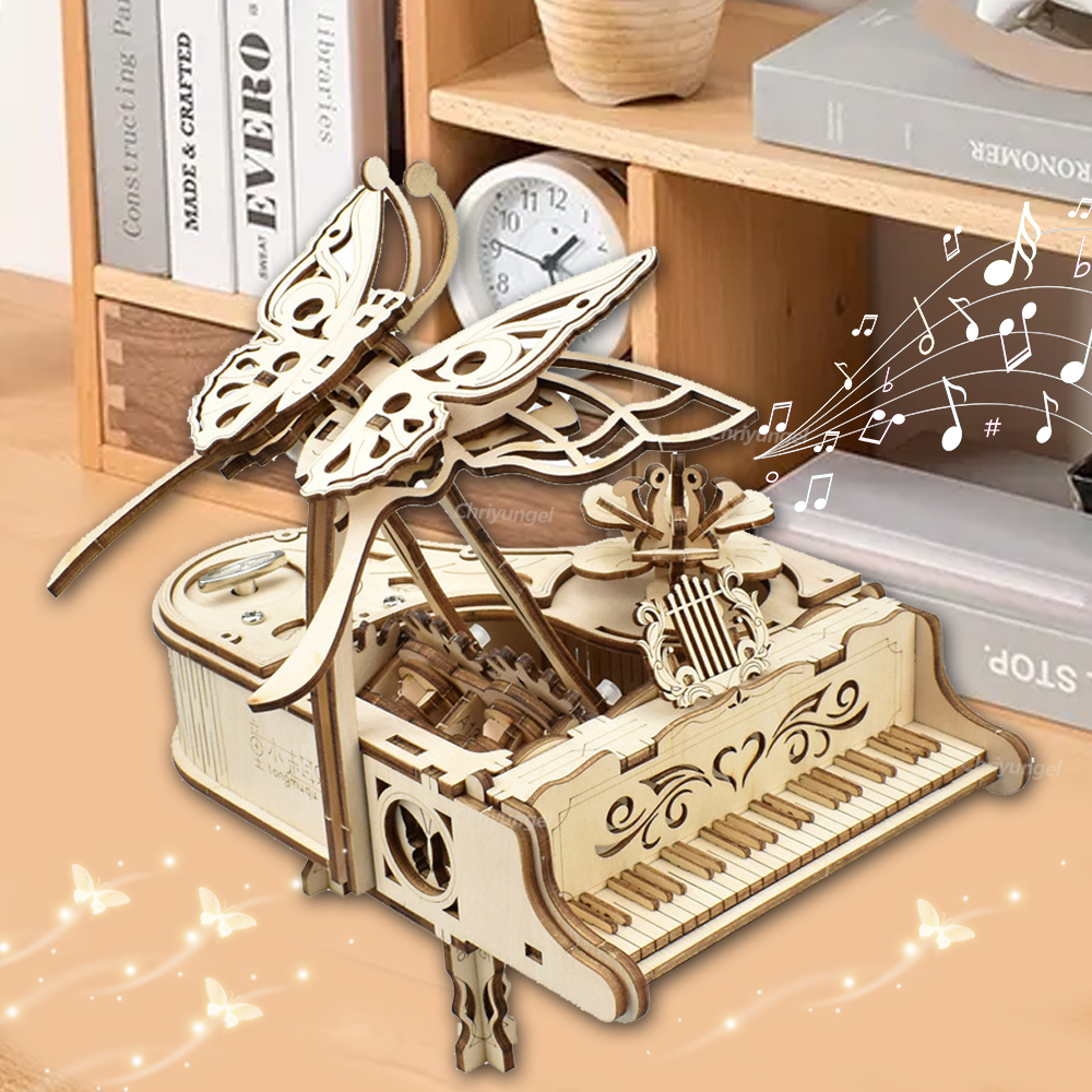 Musical Instrument Diy For Kids - 大人と子供のための3D木製パズルオルゴール,DIYモデルキット,組み立て楽器,建設キット,家の装飾,工芸品,ギフト