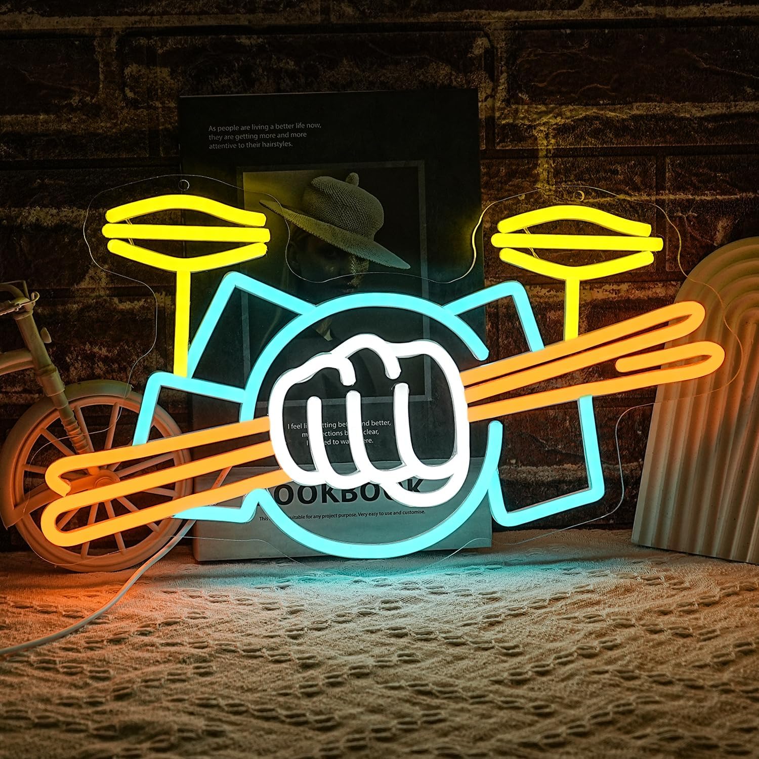 ドラムセットネオンサインUSB電源式楽器LEDネオンライト、 - Musical Instrument Music のレビューと価格