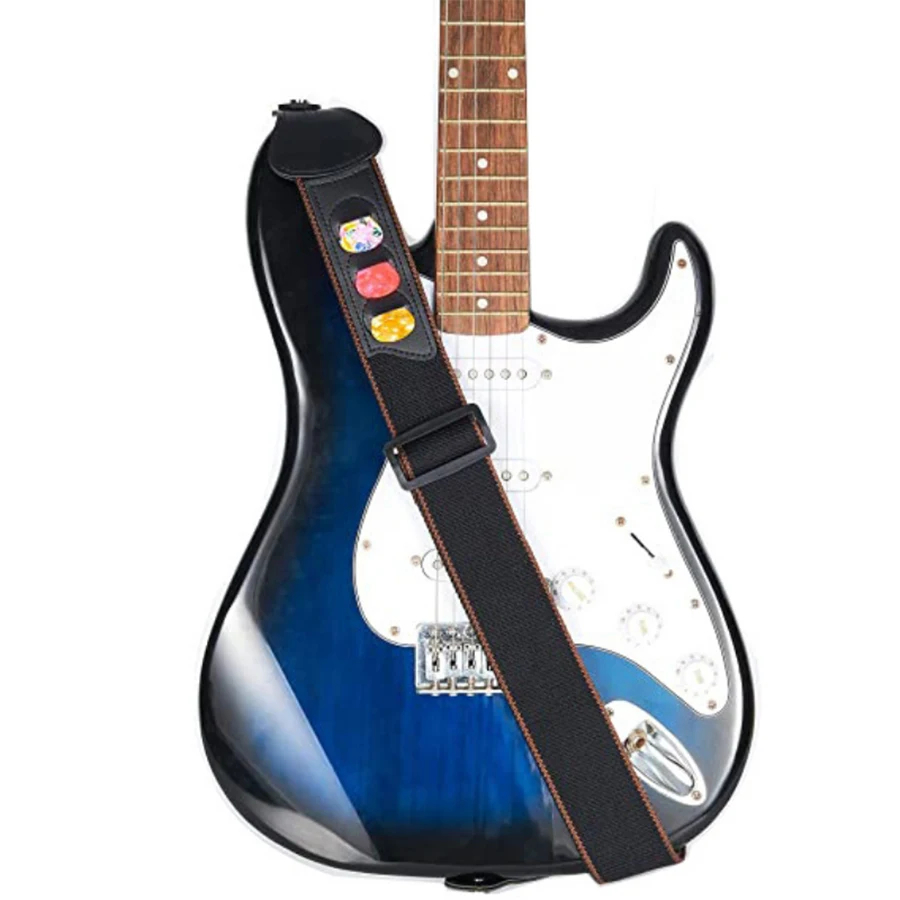 7 ピース/セットギターストラップ黒 PU レザー + 綿ウ - Musical Instrument Note のレビューと価格