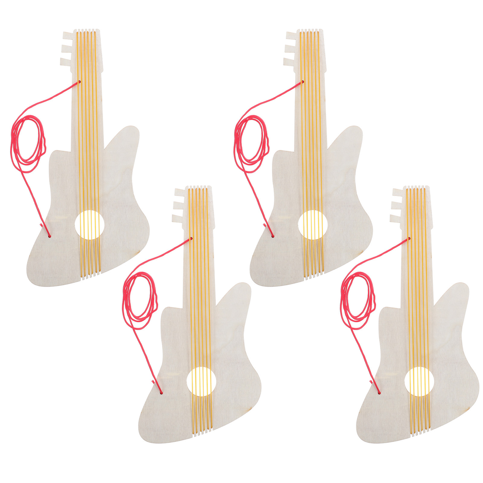 4セット木製ギター幼稚園DIYクラフトブランクペイント未完成 - Musical Instrument Diy For Kids のレビューと価格