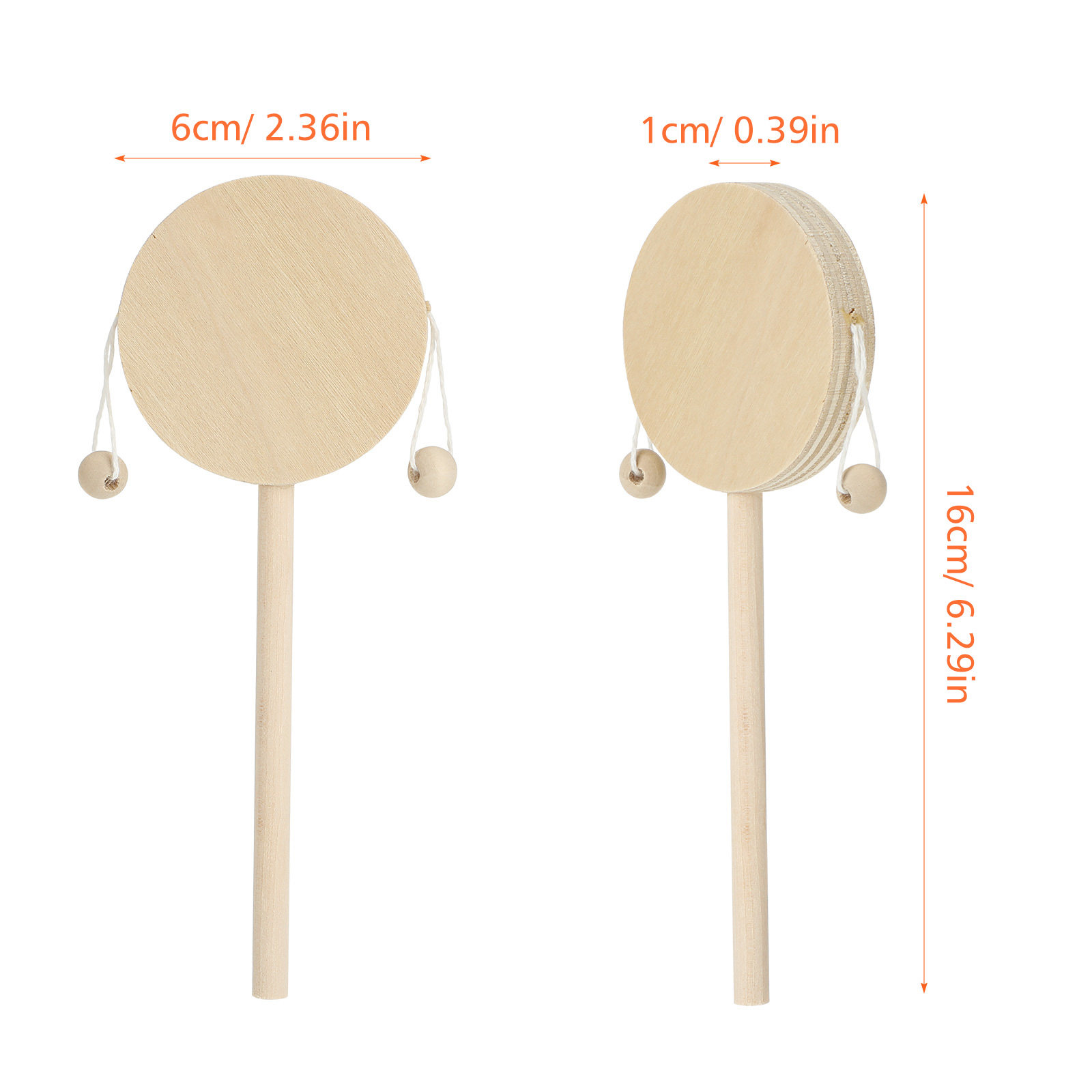 1 セット天然木製ガラガラドラム DIY 未完成絵画シェイキ - Musical Instrument Diy For Kids のレビューと価格
