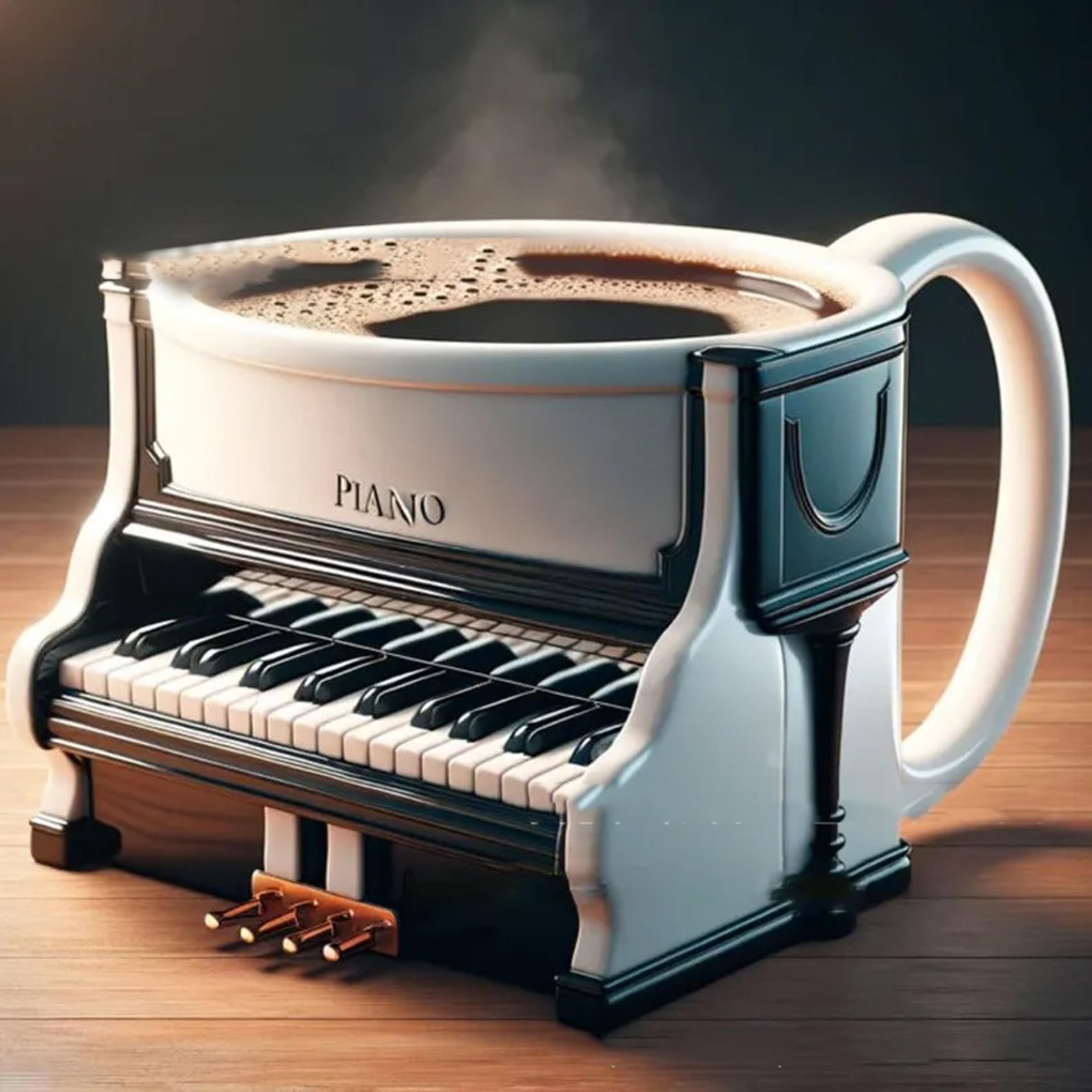 ノベルティ楽器コーヒーマグ、ユニークなノートデザインのコーヒ - Musical Instrument Like Piano のレビューと価格
