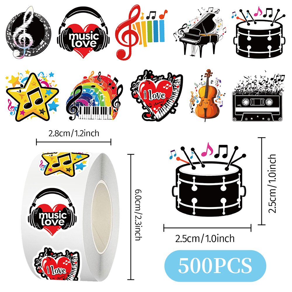 500 個ロールステッカー楽器ノート Diy ステッカーアニ - Musical Instrument Diy For Kids のレビューと価格