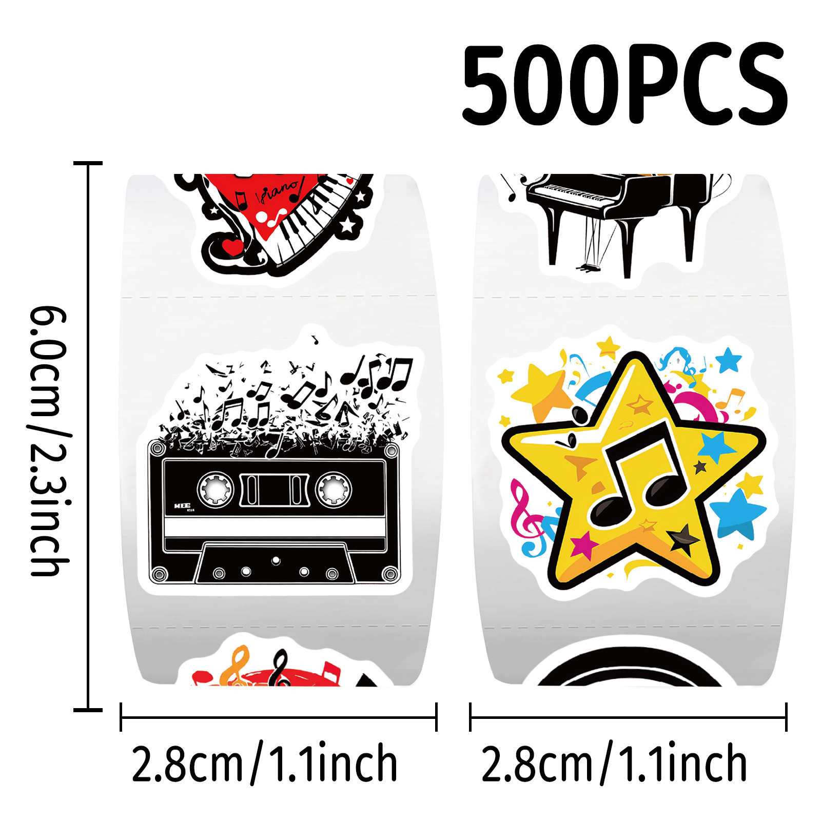 500 個ロールステッカー楽器ノート Diy ステッカーアニ - Musical Instrument Diy For Kids のレビューと価格