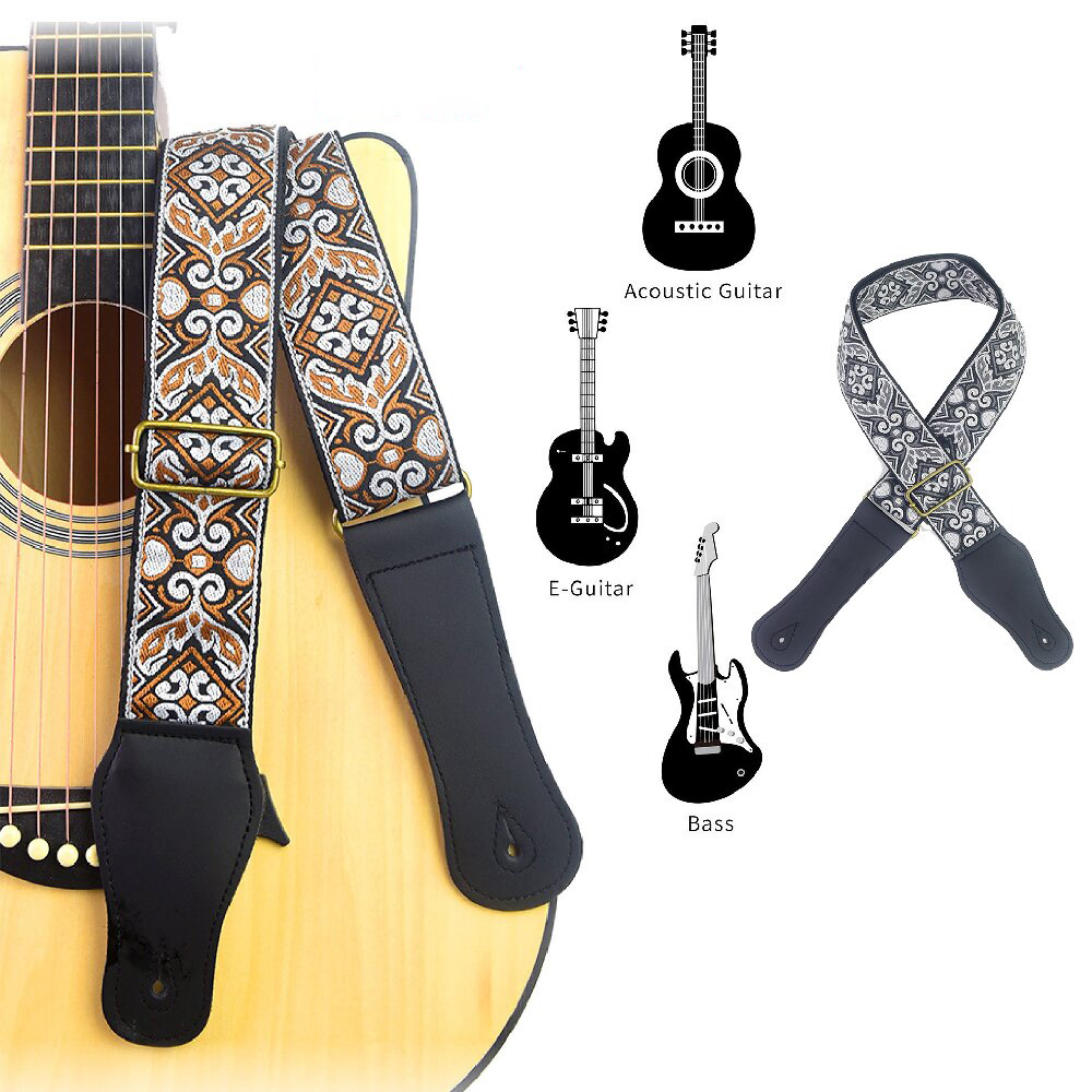 ギターストラップ刺繍プリントエスニックスタイル調節可能なギタ - Musical Instrument Note のレビューと価格