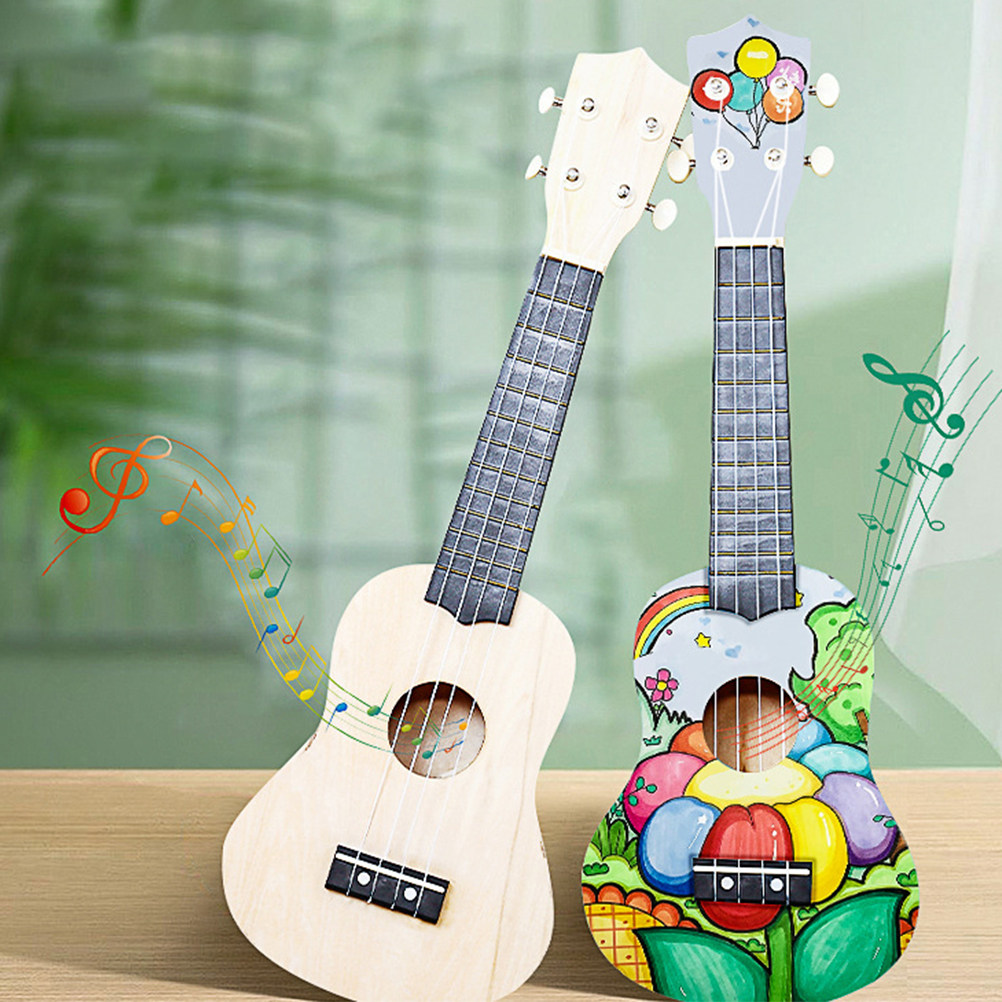 1 セット DIY 木製ウクレレ作成キット子供用クリエイティ - Musical Instrument Diy For Kids のレビューと価格