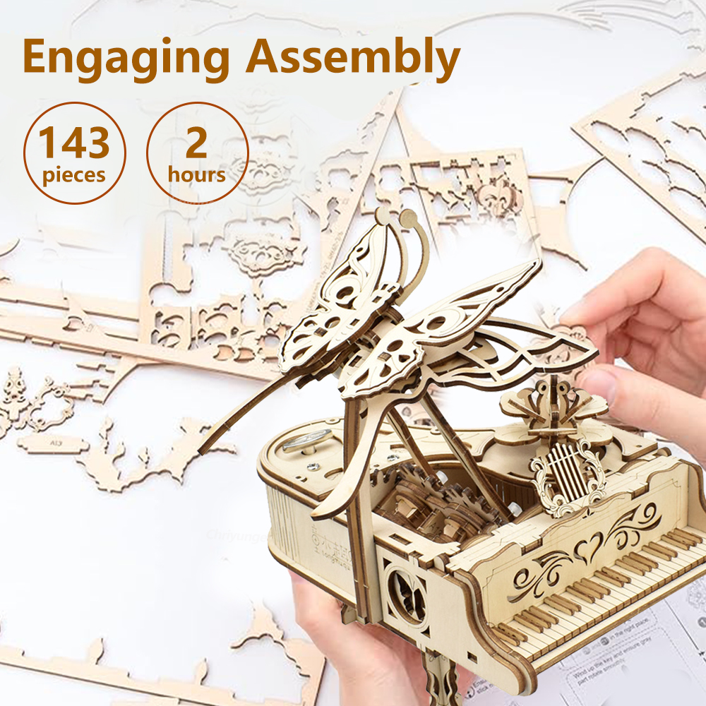 大人と子供のための3D木製パズルオルゴール,DIYモデルキッ - Musical Instrument Diy For Kids のレビューと価格