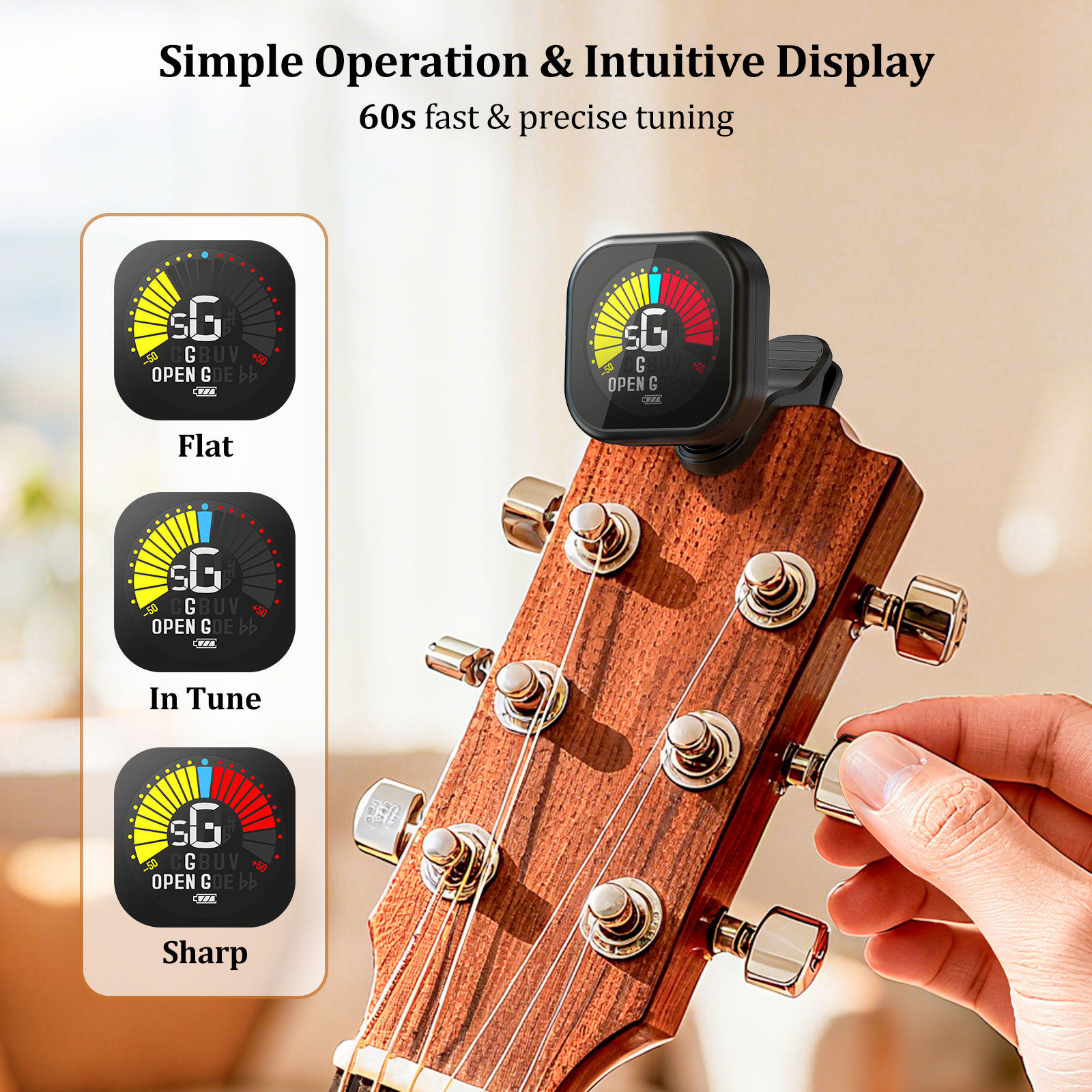 ニュービー ギターチューナー クリップオン カラースクリーン - Musical Instrument Organ のレビューと価格